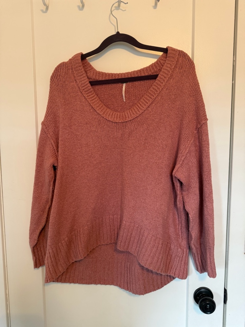 Free People Oversized V-Neck Sweater in Dusty Rose - Picture 2 of 5